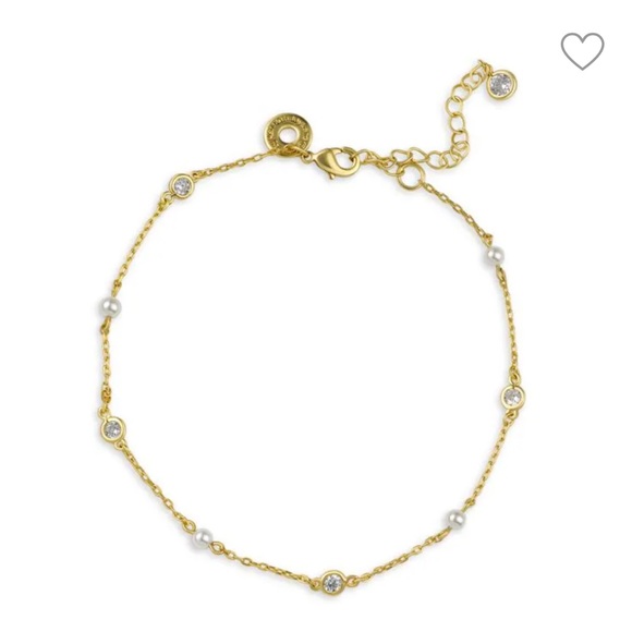 Kenneth Jay Lane Jewelry - Kenneth Jay Lane CZ Gold Plated & Crystal Anklet with Organza Pouch